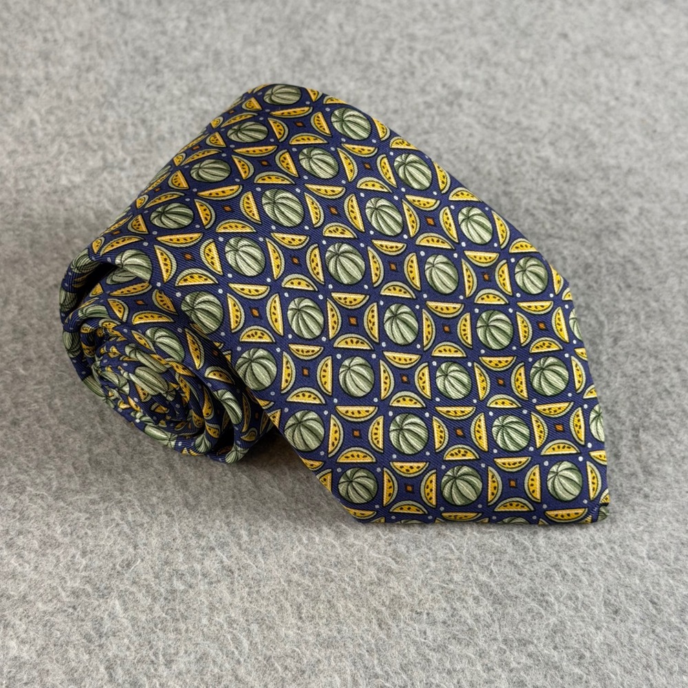 Vintage Hermes Paris 7658 TA Silk Tie Watermelon Fruit Print France 58x3.5 NOTE